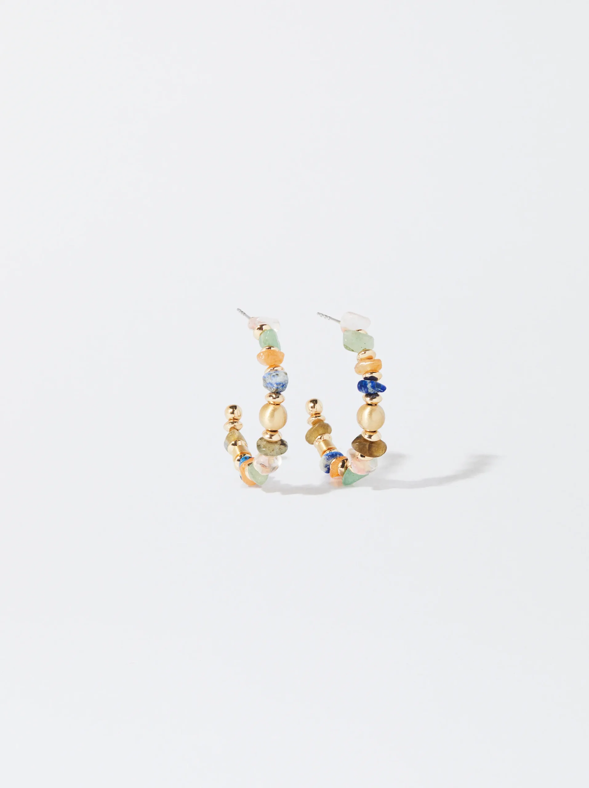 PARFOIS Pendientes De Aro Multicolor Con Piedras Multicor Sale