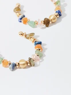 PARFOIS Pendientes De Aro Multicolor Con Piedras Multicor Sale
