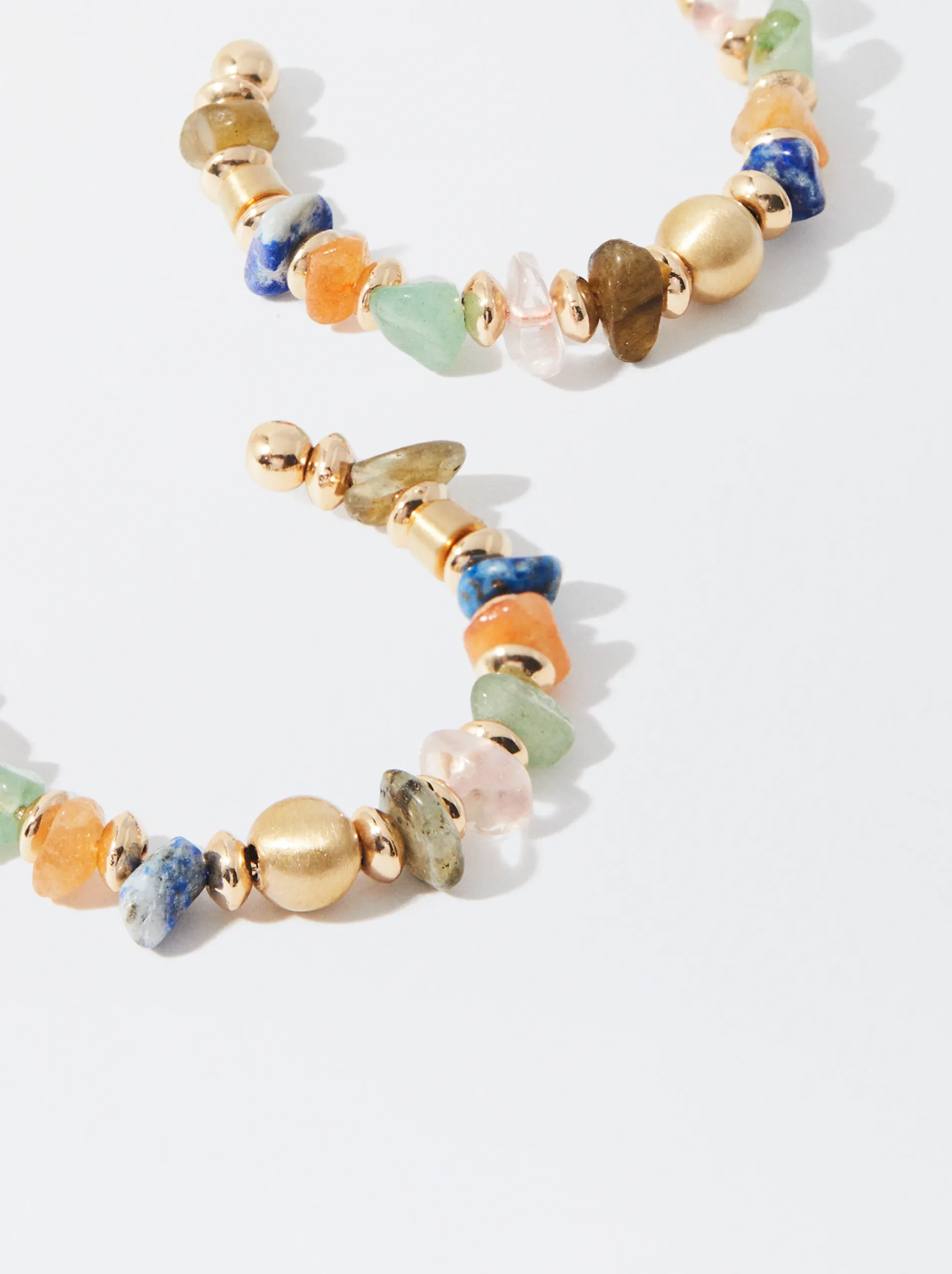 PARFOIS Pendientes De Aro Multicolor Con Piedras Multicor Sale