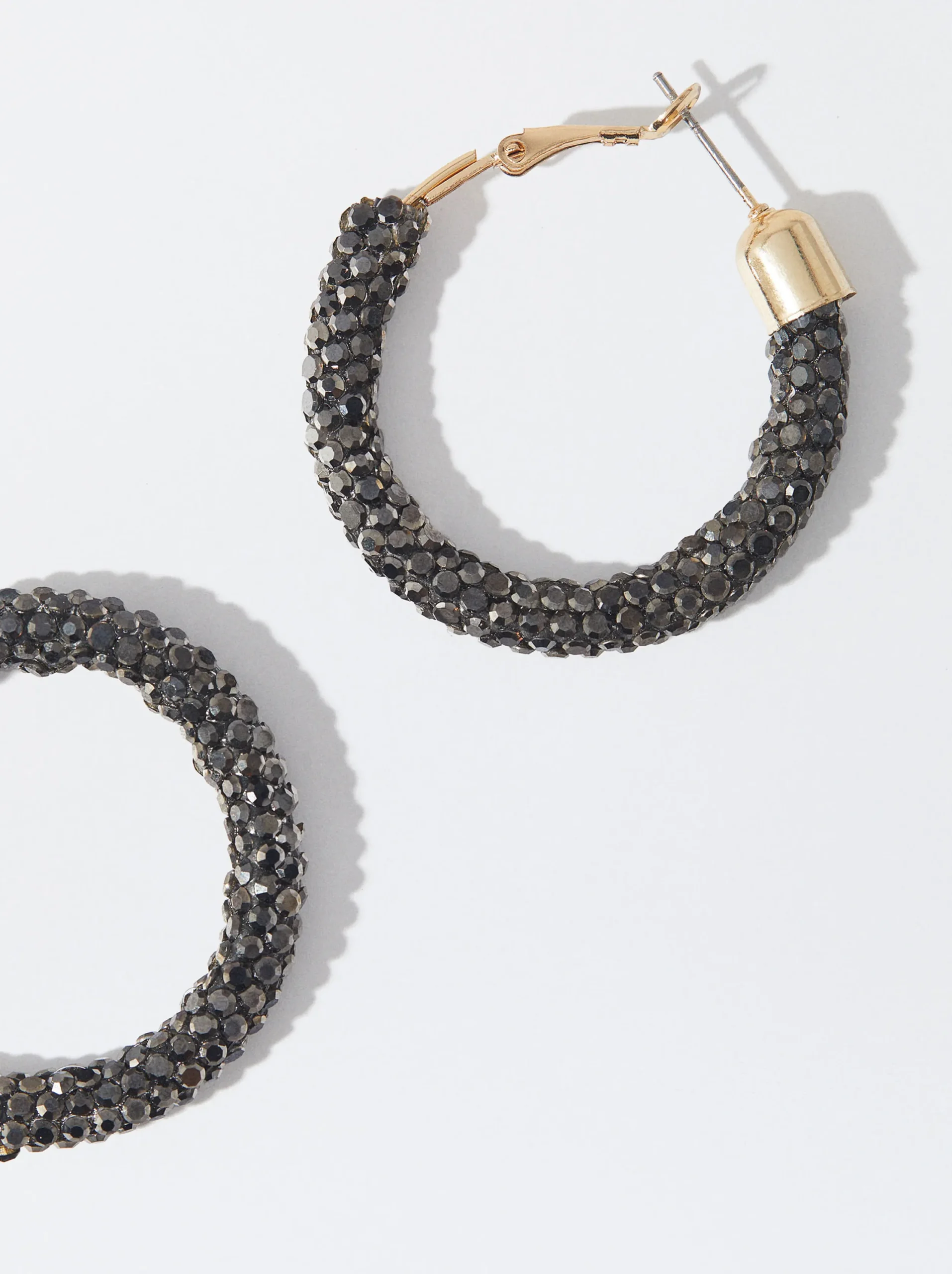 PARFOIS Pendientes De Aro Plateados Negro Sale