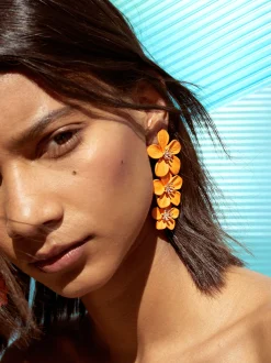 PARFOIS Pendientes De Clip Con Flor Naranja Outlet