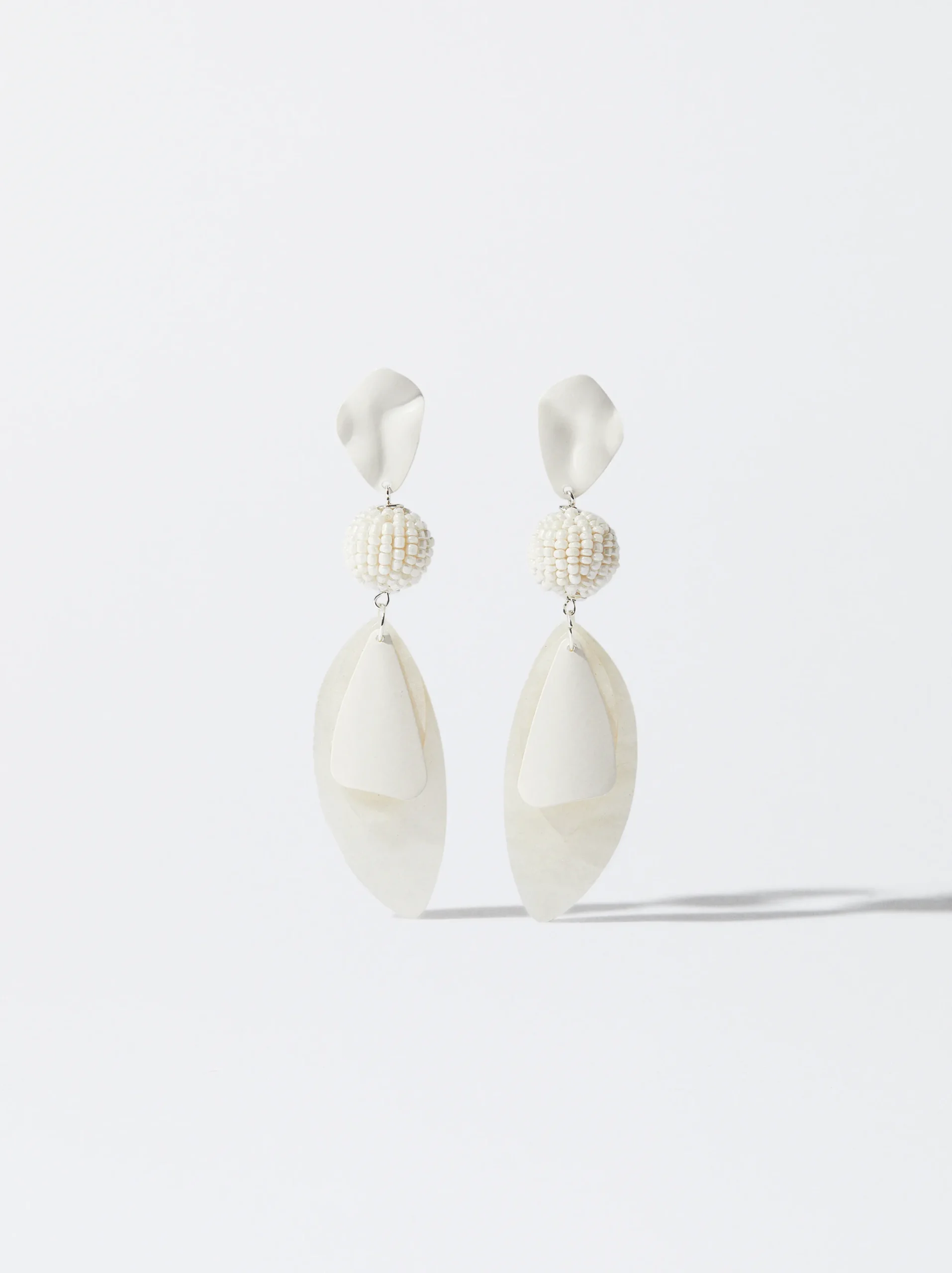 PARFOIS Pendientes De Resina Con Abalorios Blanco Fashion