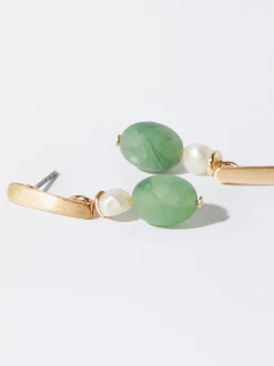 PARFOIS Pendientes De Resina Y Perlas Verde Online