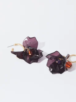 PARFOIS Pendientes Dorados Com Flor Multicor New