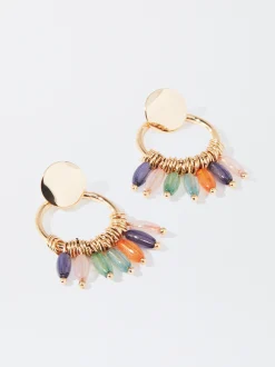 PARFOIS Pendientes Dorados Con Abalorios Multicor Cheap