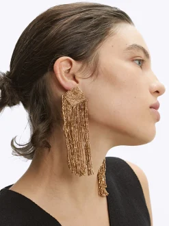 PARFOIS Pendientes s Con Abalorios Dorado Cheap