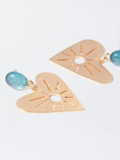 PARFOIS Pendientes Dorados Con Coraz&oacute;n Verde Shop