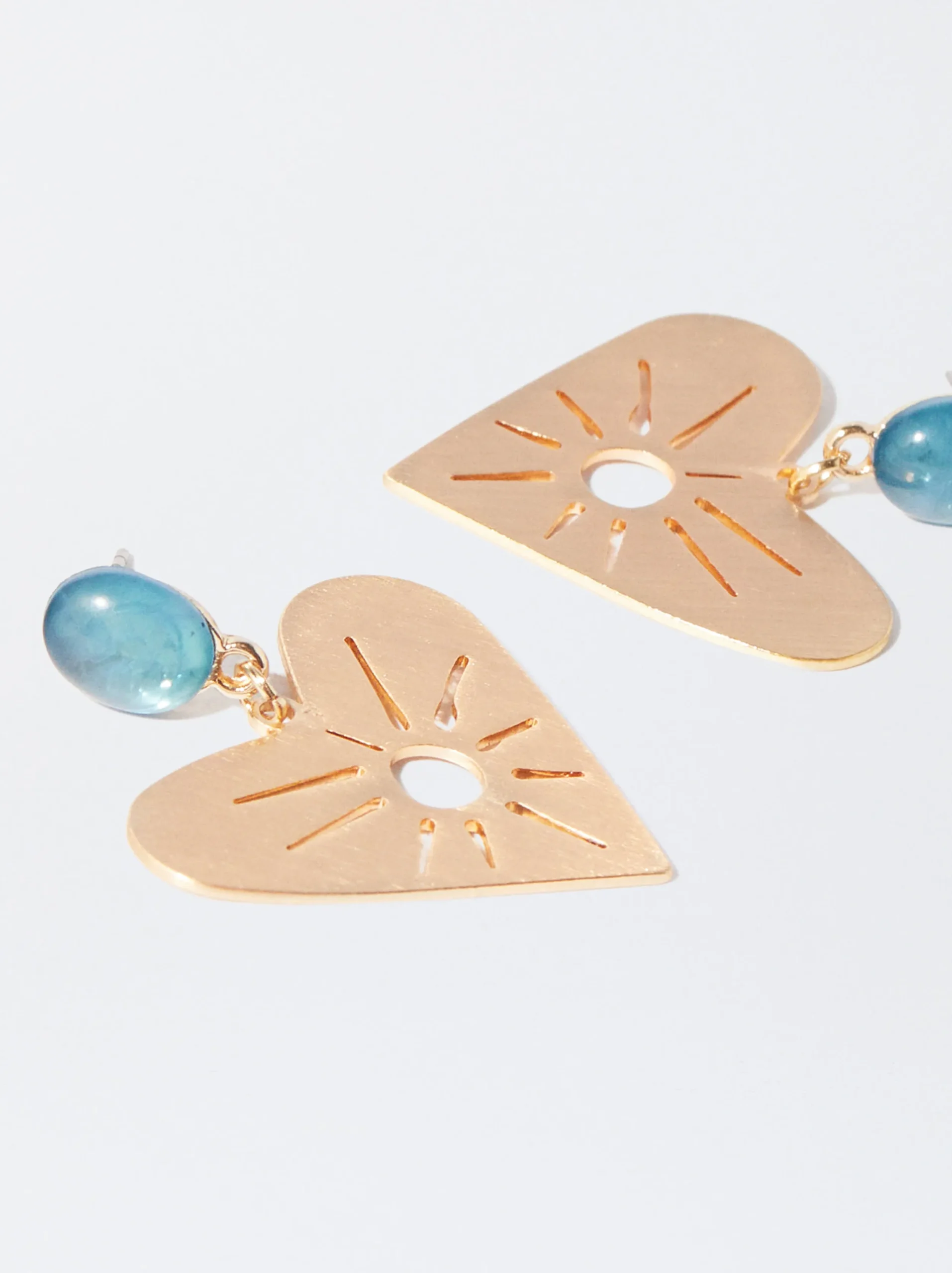 PARFOIS Pendientes Dorados Con Corazón Verde Shop