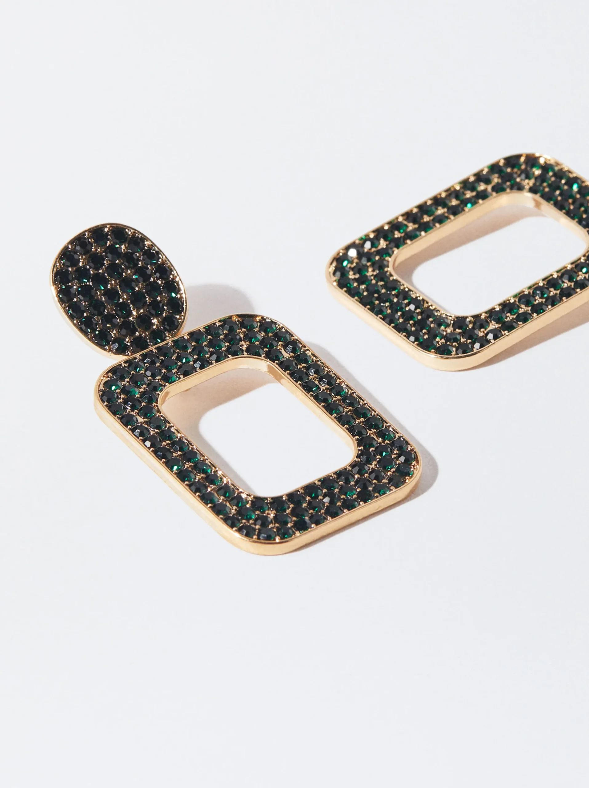PARFOIS Pendientes Dorados Con Cristales Verde Discount