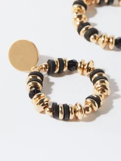 PARFOIS Pendientes Dorados Con Cristales Negro Store