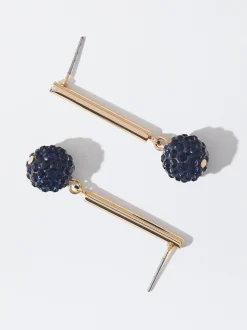 PARFOIS Pendientes Dorados Con Cristales Azul Clearance