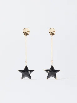 PARFOIS Pendientes Dorados Con Estrella Negro Clearance