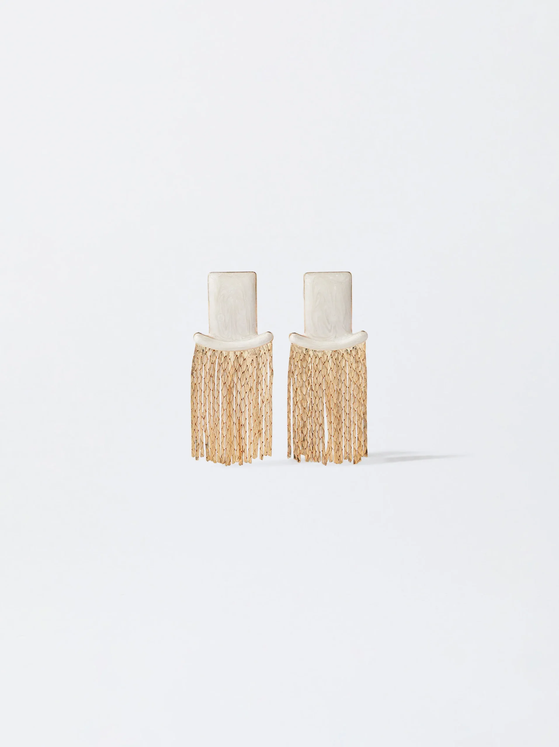 PARFOIS Pendientes Dorados Con Esmalte Beige Hot