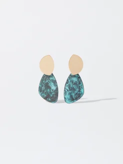 PARFOIS Pendientes Dorados Con Esmalte Rosa Store