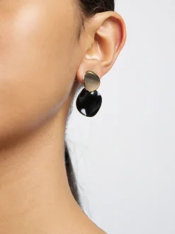 PARFOIS Pendientes Dorados Con Esmalte Negro Clearance