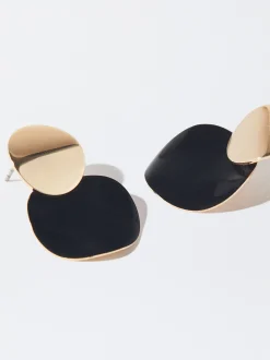 PARFOIS Pendientes Dorados Con Esmalte Negro Clearance