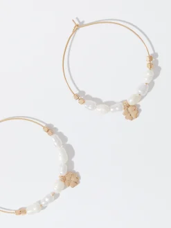 PARFOIS Pendientes s Con Perla De Agua Dulce Dorado Shop
