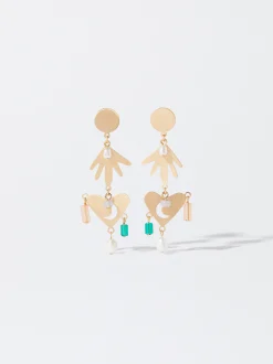 PARFOIS Pendientes Dorados Con Perla Multicor Shop