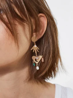 PARFOIS Pendientes Dorados Con Perla Multicor Shop