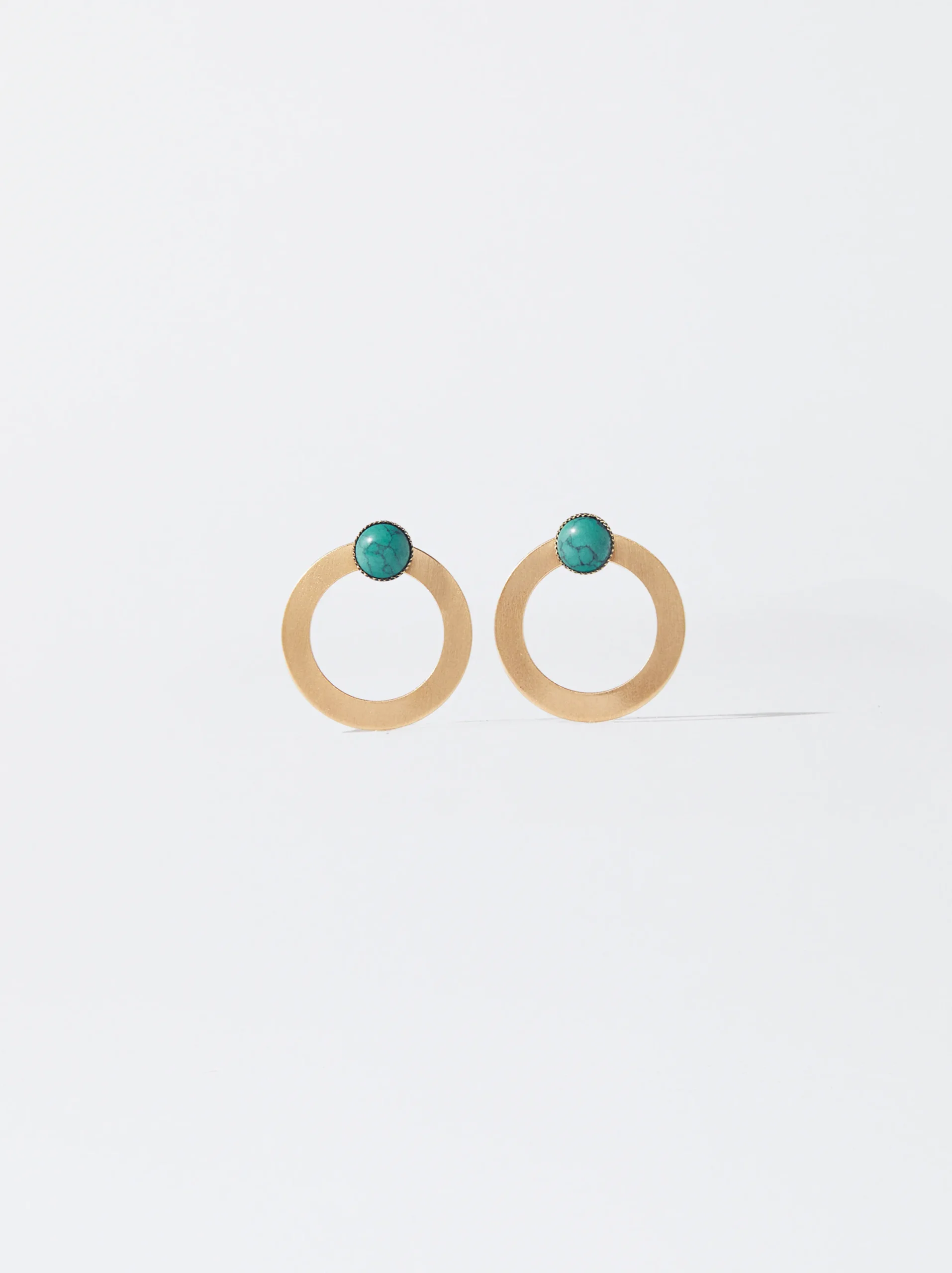 PARFOIS Pendientes Dorados Con Piedra Azul Discount
