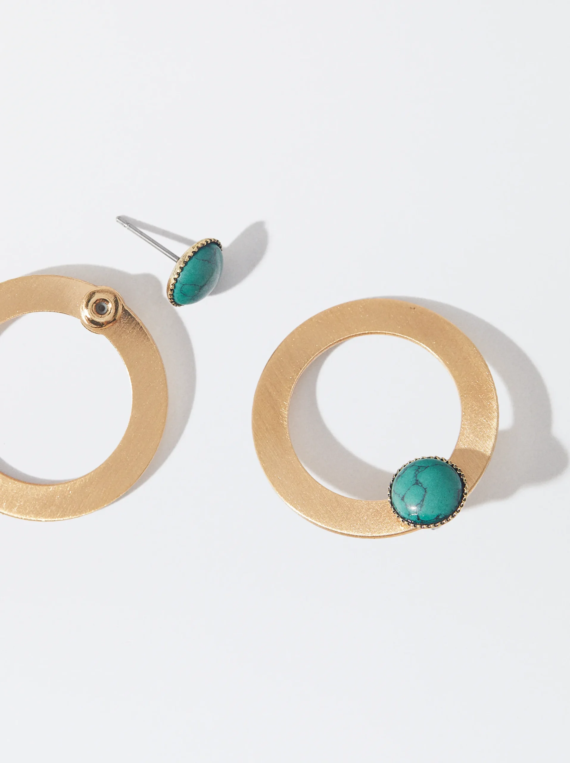 PARFOIS Pendientes Dorados Con Piedra Azul Discount