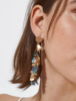 PARFOIS Pendientes Dorados Con Piedras Multicor Cheap