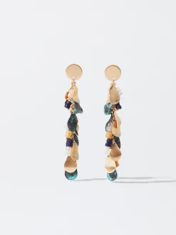 PARFOIS Pendientes Dorados Con Piedras Multicor Cheap