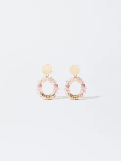 PARFOIS Pendientes Dorados Con Piedra Multicor Best