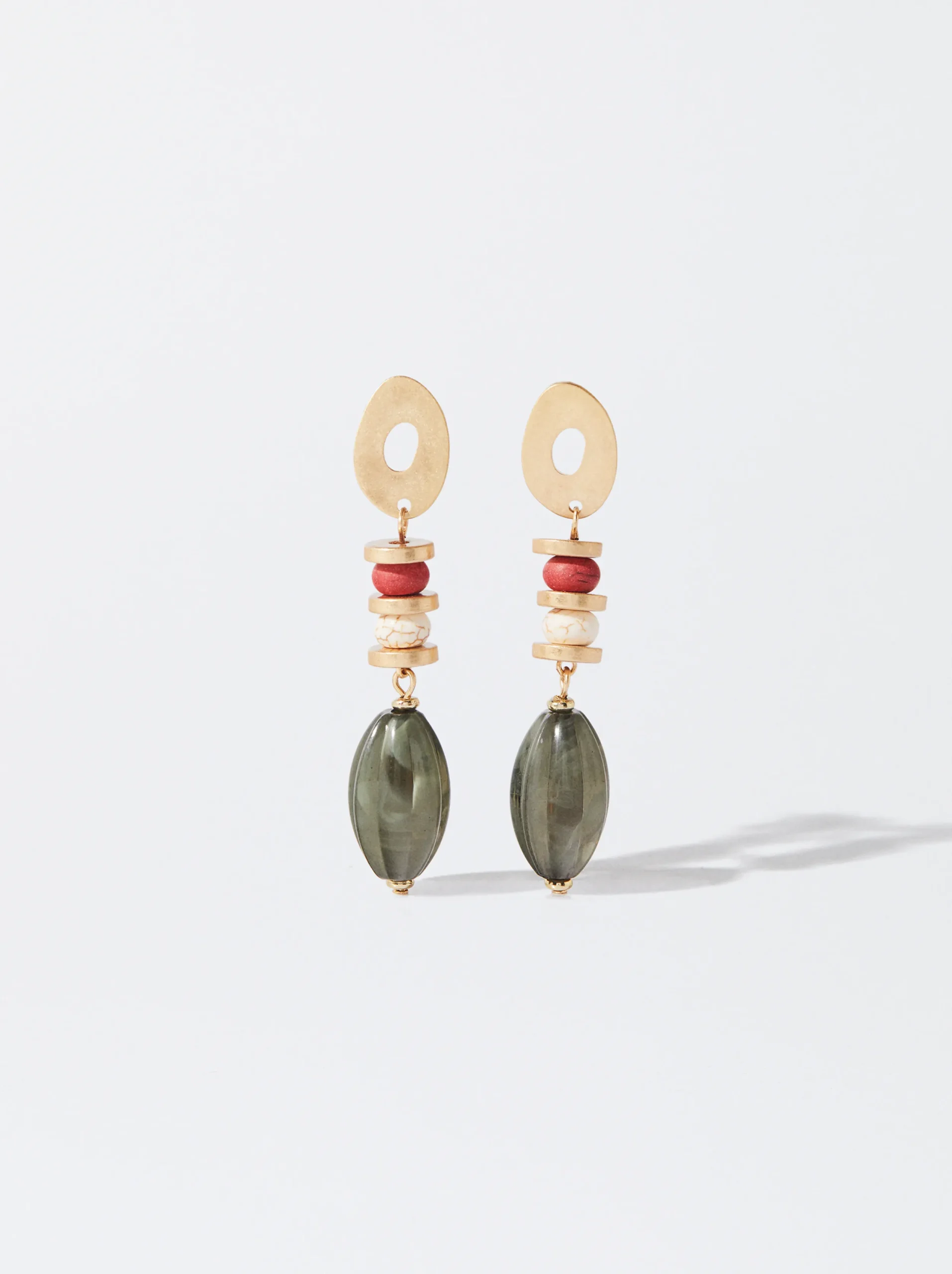 PARFOIS Pendientes Dorados Con Piedras Verde Store