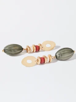 PARFOIS Pendientes Dorados Con Piedras Verde Store