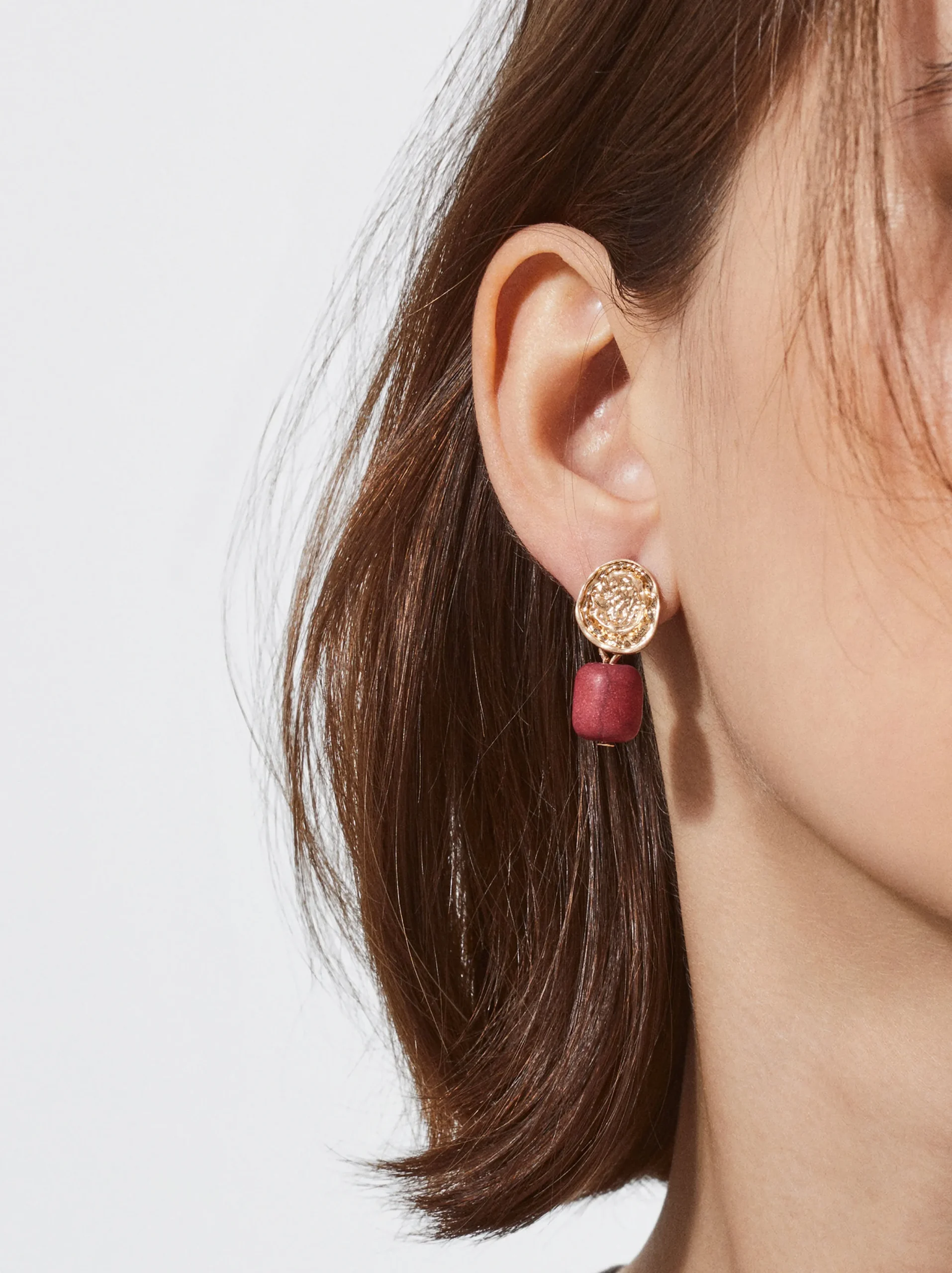 PARFOIS Pendientes Dorados Con Piedras Rojo Discount
