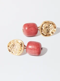 PARFOIS Pendientes Dorados Con Piedras Rojo Discount