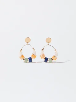 PARFOIS Pendientes Dorados Con Resina Multicor Flash Sale