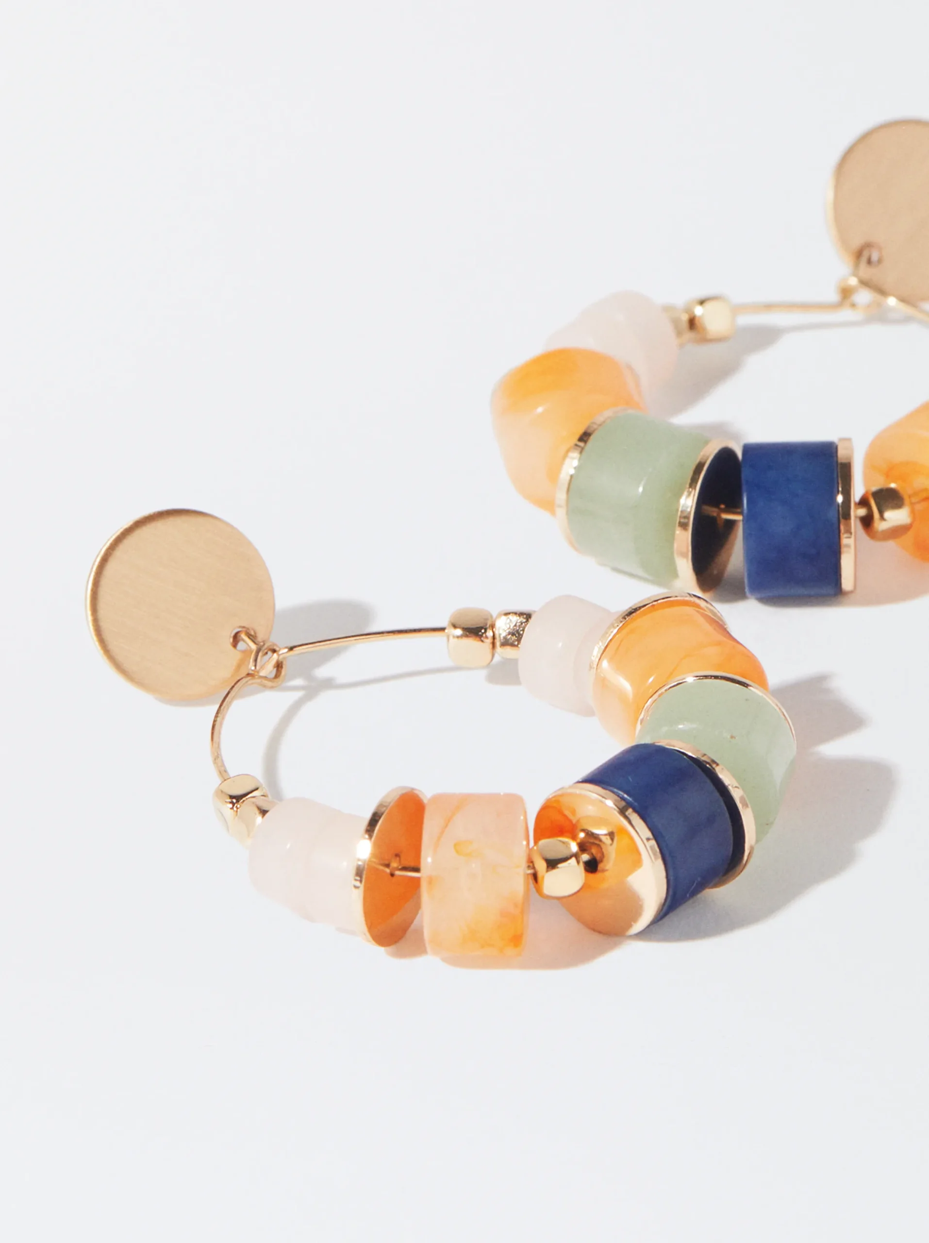 PARFOIS Pendientes Dorados Con Resina Multicor Flash Sale