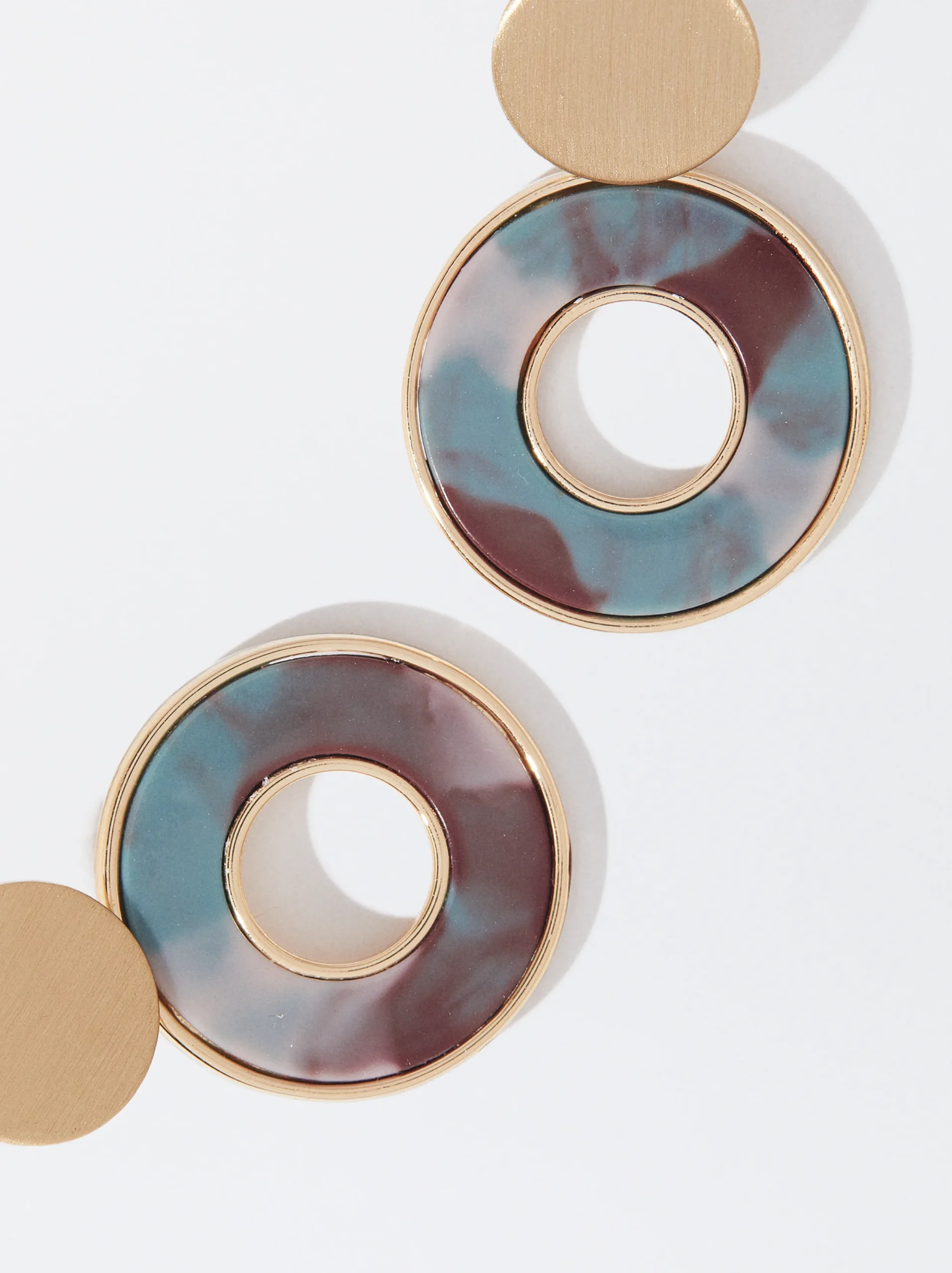PARFOIS Pendientes Dorados Con Resina Multicor Outlet
