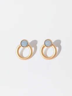 PARFOIS Pendientes Dorados Con Resina Azul Flash Sale