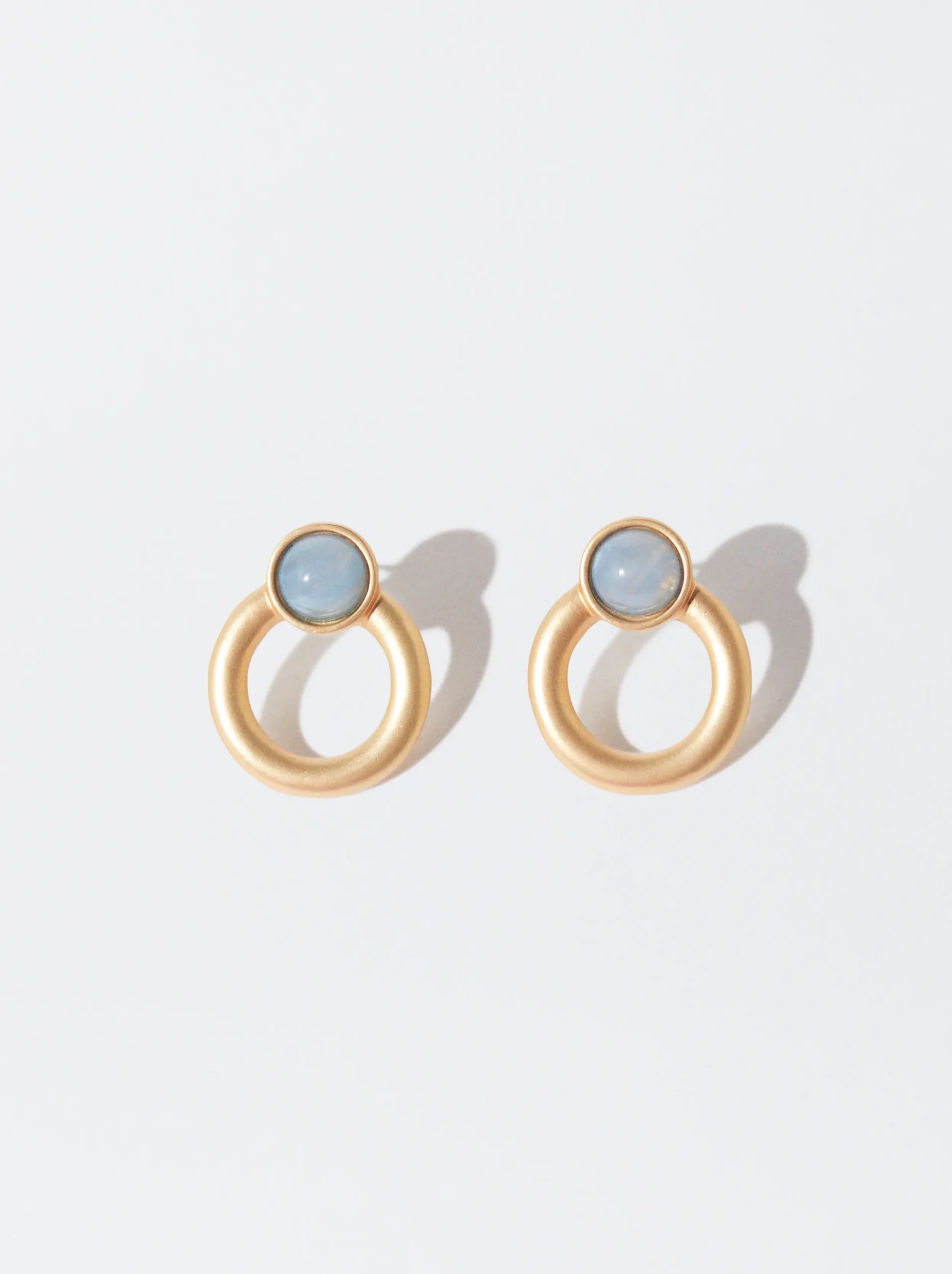 PARFOIS Pendientes Dorados Con Resina Azul Flash Sale