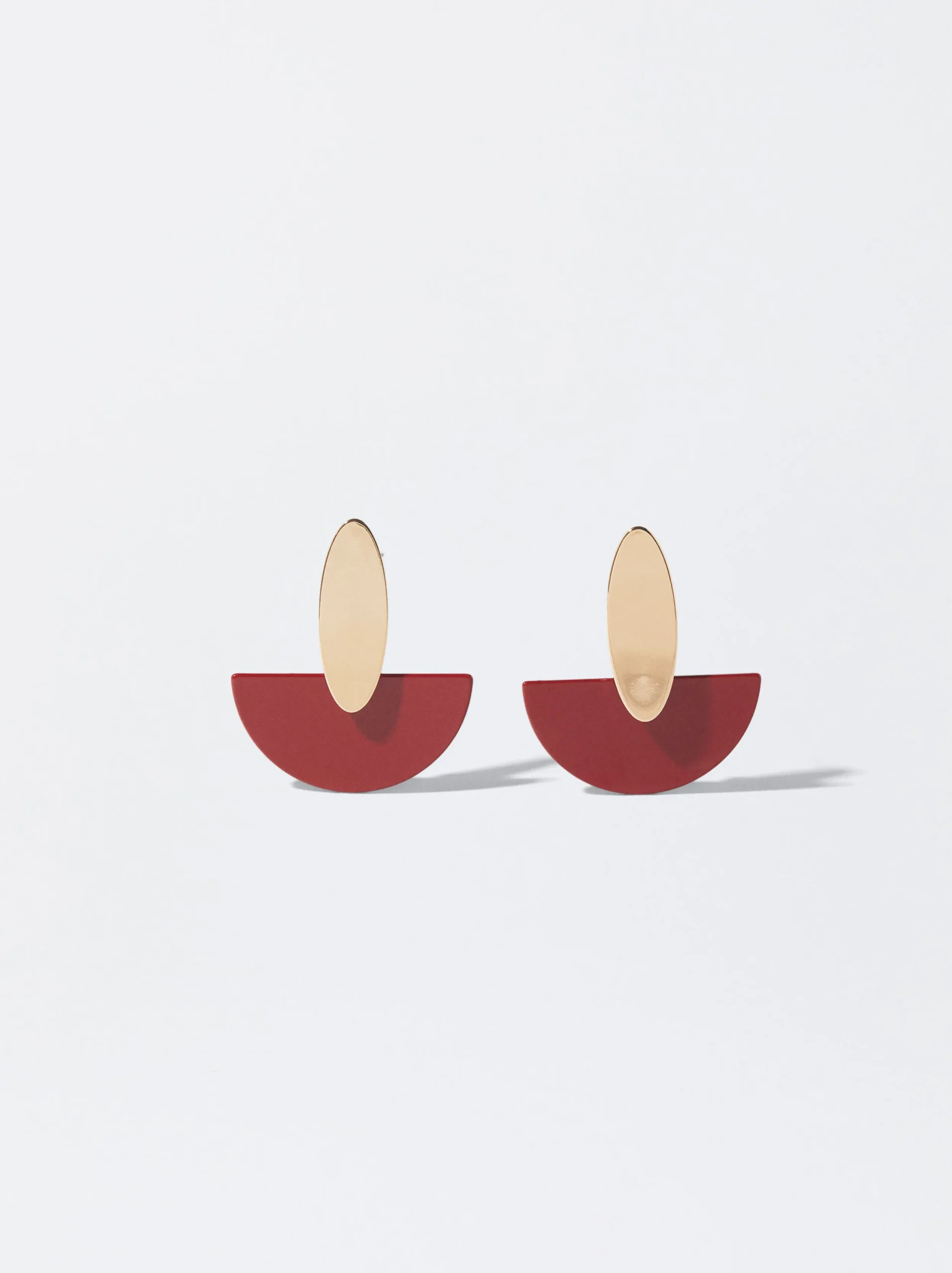 PARFOIS Pendientes Dorados Con Resina Rojo Discount