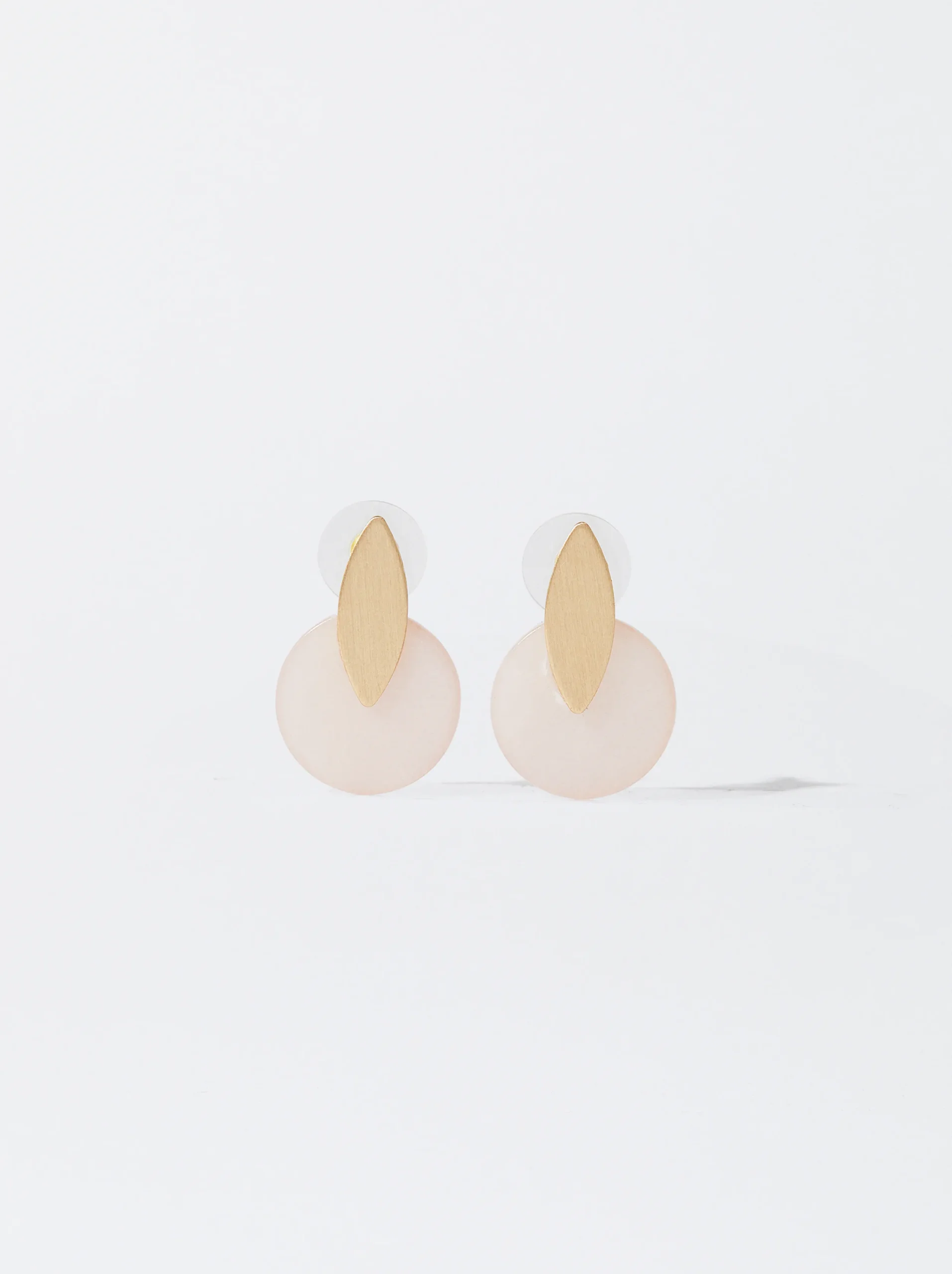 PARFOIS Pendientes Dorados Con Resina Rosa Store