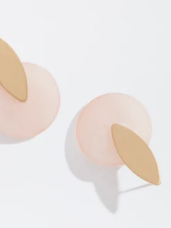PARFOIS Pendientes Dorados Con Resina Rosa Store