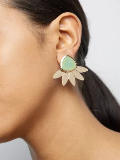 PARFOIS Pendientes Dorados Con Resina Azul Cheap