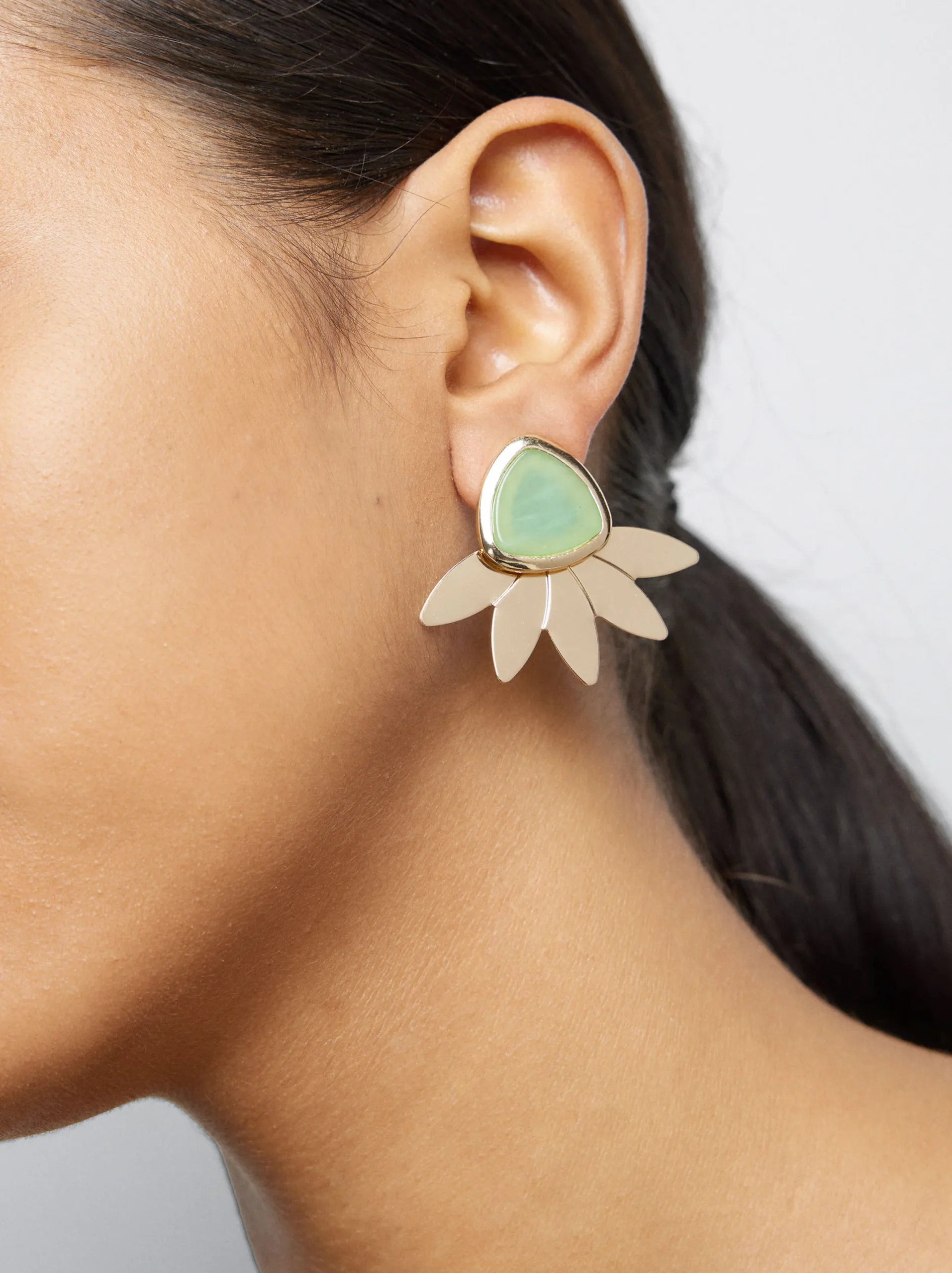 PARFOIS Pendientes Dorados Con Resina Azul Cheap