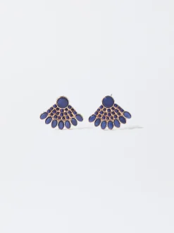 PARFOIS Pendientes Dorados Con Resina Azul Cheap
