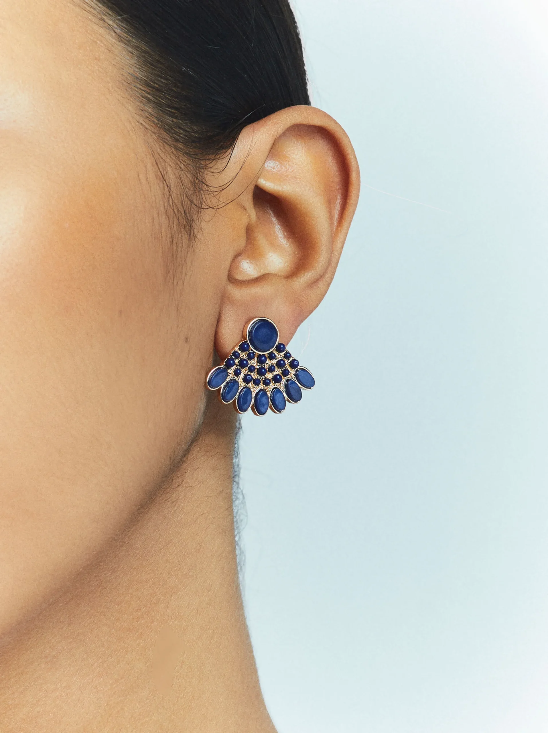 PARFOIS Pendientes Dorados Con Resina Azul Cheap