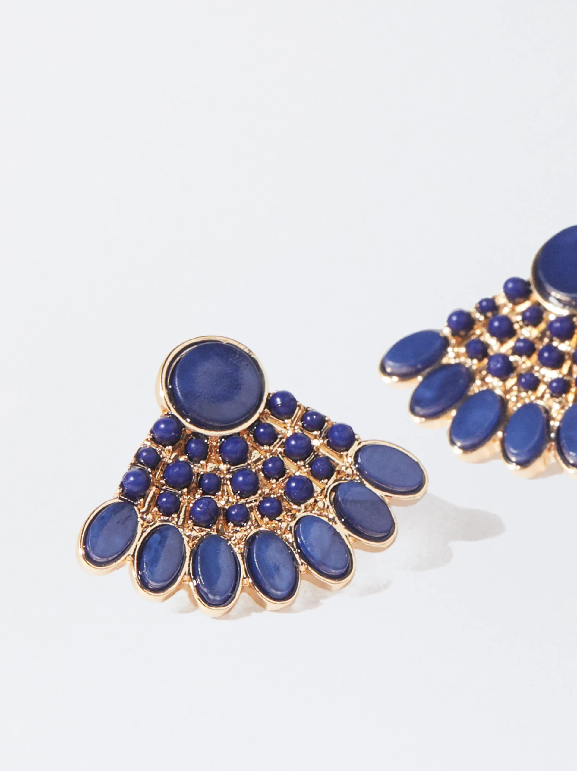 PARFOIS Pendientes Dorados Con Resina Azul Cheap