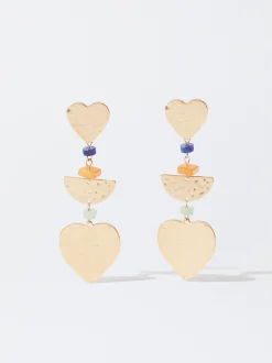 PARFOIS Pendientes Dorados Corazón Multicor Outlet