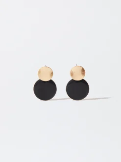 PARFOIS Pendientes Dorados Esmaltados Negro Hot
