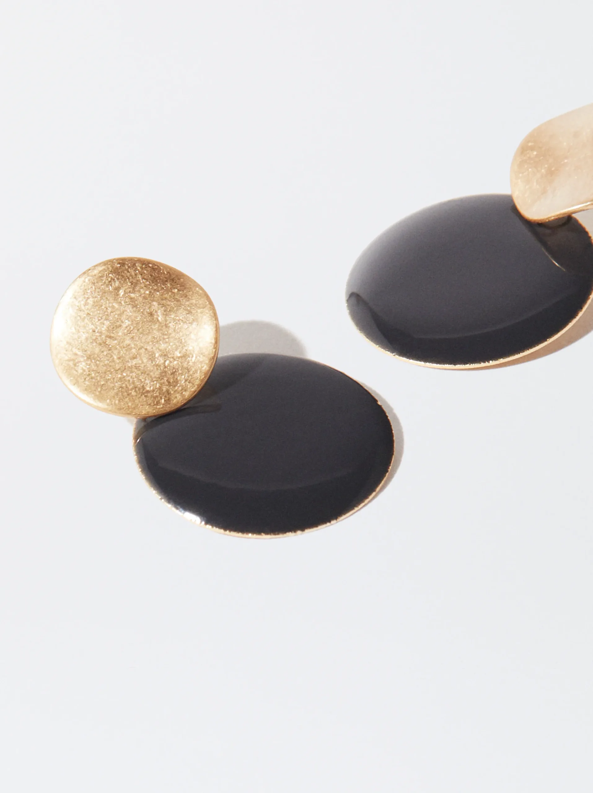 PARFOIS Pendientes Dorados Esmaltados Negro Hot