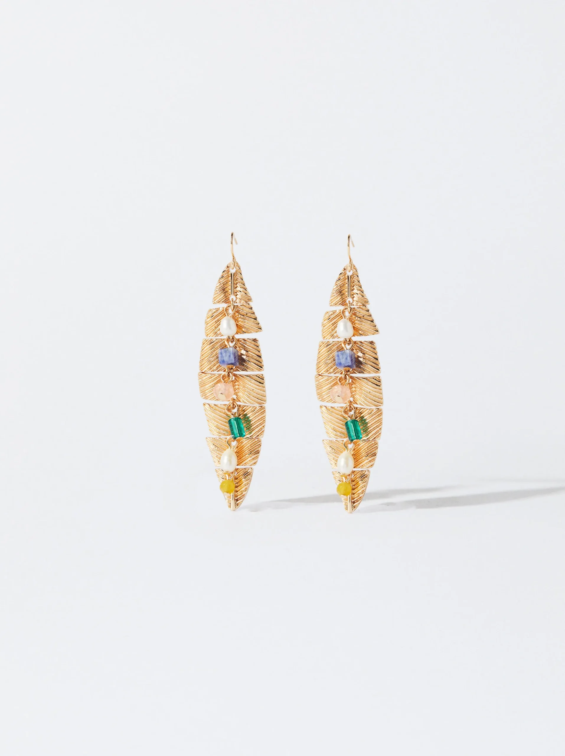 PARFOIS Pendientes Dorados Hoja Multicor Hot