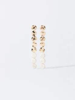 PARFOIS Pendientes Dorados Largos Beige Cheap